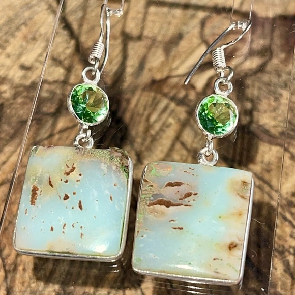 Chrysoprase Earrings 2” - Picture 2 of 12
